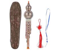 ZALHIN Chinese Gift Hulusi Instrument Three Tone Gourd Silk Musical Instruments Porcelain Classical Cucurbit Flute hulusi instrument(Rose Gold B)