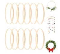 ZALHIN Pack of 12 Wooden Rings for Crafts - Wreath Blank, Macrame Accessories, Decorative Rings for Hanging, Embroidery Hoop Wood, Dream Catcher Craft Accessories, Door Wreath Accessories, DIY Craft
