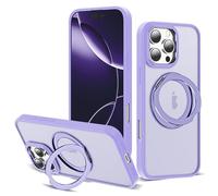 Zalinbo for iPhone 16 Pro Max Case with 360° Rotatable Magnetic Ring Stand Compatible with Mag-Safe Military Protection Shockproof Matte Translucent Phone Case for iPhone 16 Pro Max, Purple