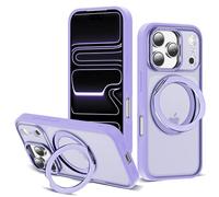 Zalinbo for iPhone 17 Pro Case with 360° Rotatable Magnetic Ring Stand Compatible with Mag-Safe Military Protection Shockproof Matte Translucent Phone Case for iPhone 17 Pro, Purple