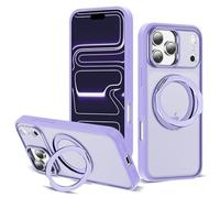 Zalinbo for iPhone 17 Pro Max Case with 360° Rotatable Magnetic Ring Stand Compatible with Mag-Safe Military Protection Shockproof Matte Translucent Phone Case for iPhone 17 Pro Max, Purple