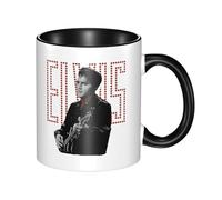 ZALIX Elvis Singer Rock-Presley Ceramic Coffee Mug Stylish Tea Cups Coffee Mug Cup with Handle Funny Music Lovers Gift for Fans