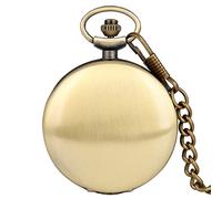ZALTAS Antique Rose Gold Color Simple Smooth Quartz Pocket Watch Arabic Number Clock Necklace Chain