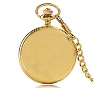 ZALTAS Antique Rose Gold Color Simple Smooth Quartz Pocket Watch Arabic Number Clock Necklace Chain