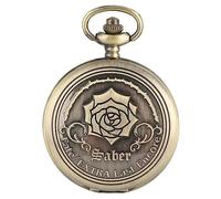 ZALTAS Bronze Antique Last Encore Bronze Rose Display Quartz Pocket Watch Pendant Watch Necklace Clock