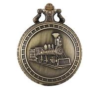 ZALTAS Retro Bronze Alloy Locomotive Train Pattern Quartz Pocket Watch Antique Necklace Chain
