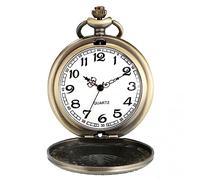 ZALTAS Retro Bronze Ancient Hollow Peacock Opening Screen Design Quartz Pocket Watch Necklace