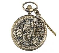 ZALTAS Two Little Birds Quartz Pocket Watch Chain Necklace Pendant Fob Watch Animal Clock with Birdcage Accessory