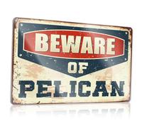 Zalvaxia Man Cave Tin Sign Beware Of Pelican Tin Sign | Retro Tin Signs Funny Warning Signs Tin Signs For Bar Boys Room Decor Teenager(20X30CM)