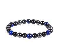 ZALXOZYL 13 pcs Natural Gemstone Beaded Bracelet - Pink Agate & Amethyst Round Beads on Elastic Cord Stylish Jewelry for Women Girls and Men Birthdays Holidays blue18