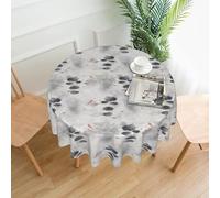 ZALXOZYL 60 Inch Corporate Round Tablecloth Basic Fundamental Business Item Monochrome Stripe Print Design for Simple Needs 11 152cm