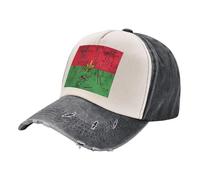 ZALXOZYL Coffee Cowboy Baseball Cap, Retro Washed Denim with Burkina Faso Flag Pattern, Distressed Cotton Hat for Men and Women Western Fashion 4 One Size