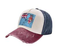 ZALXOZYL Compact Packable Design, Vintage Distressed Denim Baseball Cap with Fiji Flag Design, Travel Friendly Unisex for Easy Storage 1 One Size