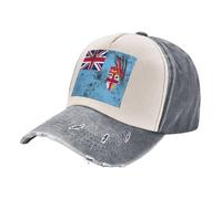 ZALXOZYL Compact Packable Design, Vintage Distressed Denim Baseball Cap with Fiji Flag Design, Travel Friendly Unisex for Easy Storage 3 One Size