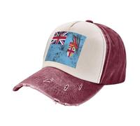 ZALXOZYL Compact Packable Design, Vintage Distressed Denim Baseball Cap with Fiji Flag Design, Travel Friendly Unisex for Easy Storage 2 One Size