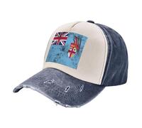 ZALXOZYL Compact Packable Design, Vintage Distressed Denim Baseball Cap with Fiji Flag Design, Travel Friendly Unisex for Easy Storage 5 One Size