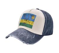 ZALXOZYL Distressed Denim Cap, Vintage Washed Baseball Hat with Rwanda Flag Pattern, 100% Cotton Adjustable Unisex Sun Hat for Outdoor Sports and Hiking 5 One Size