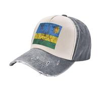 ZALXOZYL Distressed Denim Cap, Vintage Washed Baseball Hat with Rwanda Flag Pattern, 100% Cotton Adjustable Unisex Sun Hat for Outdoor Sports and Hiking 3 One Size