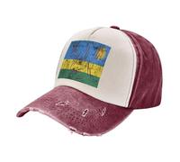 ZALXOZYL Distressed Denim Cap, Vintage Washed Baseball Hat with Rwanda Flag Pattern, 100% Cotton Adjustable Unisex Sun Hat for Outdoor Sports and Hiking 2 One Size