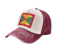 ZALXOZYL Everyday Washed Cap Vintage Denim Golf Baseball Hat with Grenada Flag Pattern, 100% Cotton Comfort Fit for Unisex All Day Use 2 One Size