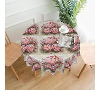 ZALXOZYL Garden Table Cloth Round 60 Inch Solid Color Single-Sided Printing The Ideal Cover for Garden Parties, Resists Moisture And Dirt From Outside Color 152cm