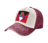 ZALXOZYL Men's Washed Cotton Baseball Cap, Vintage Distressed Denim Dad Hat with Antigua and Barbuda Flag Print, Breathable Adjustable Unisex for Casual Outdoor Sports 2 One Size