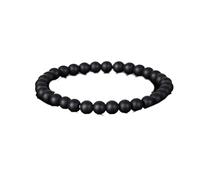 ZALXOZYL Natural Gemstone Beaded Bracelet for Women and men - Pink Agate & Amethyst Round Beads on Elastic Cord Stylish Jewelry Girls Friends Family Birthdays Holidays Frostedblack6mmbead