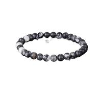 ZALXOZYL Natural Gemstone Beaded Bracelet for Women and men - Pink Agate & Amethyst Round Beads on Elastic Cord Stylish Jewelry Girls Friends Family Birthdays Holidays blackandwhite6mmbead