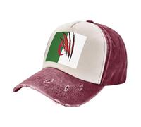 ZALXOZYL Outdoor Sports Performance Caps, Distressed Washed Denim Baseball Hat with Algeria Flag Design, Moisture Wicking Unisex for Hiking and Running 2 One Size