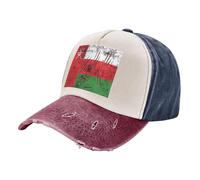 ZALXOZYL Retro Washed Trucker Hat with Oman Flag Print, Distressed Denim Color Block Cap, Quick Evaporation Technology Four-Season Outdoor Activities Headwear 1 One Size
