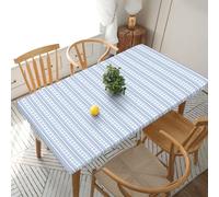 ZALXOZYL Striped Oil-Resistant Elasticated Table Cover 5Ft - Waterproof Wipeable Stretch Fitted Tablecloth 76X152cm, Home Blue 5Ft