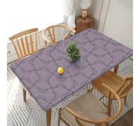 ZALXOZYL Striped Oil-Resistant Elasticated Table Cover 5Ft - Wipeable Waterproof Stretch Fitted Tablecloth 76X152cm, Easy Care Purple 5Ft