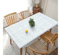 ZALXOZYL Striped Oil-Resistant Elasticated Table Cover 5Ft - Wipeable Waterproof Stretch Fitted Tablecloth 76X152cm, Easy Care White 5Ft