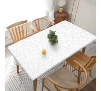ZALXOZYL Striped Oil-Resistant Elasticated Table Cover 5Ft - Wipeable Waterproof Stretch Fitted Tablecloth 76X152cm, Washable White 5Ft