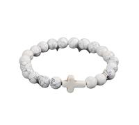 ZALXOZYL white Gemstone Beaded Bracelet for Women - Natural Agate and Amethyst Round Beads on Elastic Cord Stylish Jewelry Girls Friends Mother Sister whitepine18cm