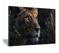 ZAMAEIU Animal Canvas Wall Art, Hidden Lions shadow, posters & prints, Suitable for Living Room Bathroom Bedroom Home Wall Decoration(brown)-30x50cm Framed