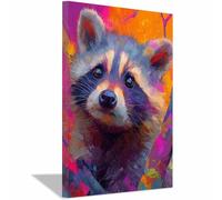 ZAMAEIU Animal Canvas Wall Art Raccoon Painting art prints and posters, Suitable for Bathroom Bedroom Living Room Corridor Office Decor(multicolored45)-50x70cm Framed