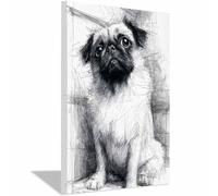 ZAMAEIU Animal Dog Canvas Wall Art Pug Illustration posters & prints, Suitable for Living Room Bathroom Bedroom Home Wall Decoration(black and white)-20x30cm Framed