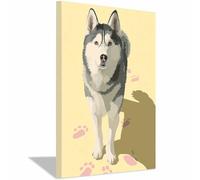 ZAMAEIU Animal Dog Canvas Wall Art Pug Insert posters & prints, Suitable for Living Room Bathroom Bedroom Home Wall Decoration(white)-80x120cm Framed