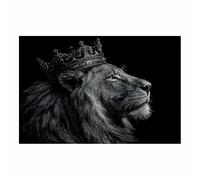 ZAMAEIU Animal Pictures For Wall, Crown of the Lions king, art prints and posters, Suitable for Living Room Bedroom Decor Kid's Room Wall Decoration(grey)-60x90cm Unframed