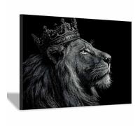 ZAMAEIU Animal Pictures For Wall, Crown of the Lions king, art prints and posters, Suitable for Living Room Bedroom Decor Kid's Room Wall Decoration(grey)-50x70cm Framed