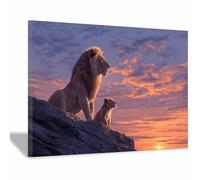 ZAMAEIU Animal Wall Art, Lions King's Gaze, animal wall art prints, Suitable for living room, bedroom, Apartment Corridor Office etc.(brown)-80x120cm Framed