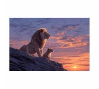 ZAMAEIU Animal Wall Art, Lions King's Gaze, animal wall art prints, Suitable for living room, bedroom, Apartment Corridor Office etc.(brown)-20x30cm Unframed