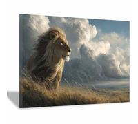 ZAMAEIU Animal Wall Art, Wind Lions Looking, animal wall art prints, Suitable for living room, bedroom, Apartment Corridor Office etc.(brown)-30x50cm Framed