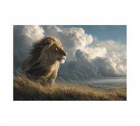 ZAMAEIU Animal Wall Art, Wind Lions Looking, animal wall art prints, Suitable for living room, bedroom, Apartment Corridor Office etc.(brown)-60x90cm Unframed