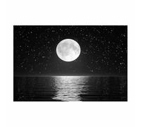 ZAMAEIU Black And White Minimalist Canvas Wall Moons risingss from the Sea wall art prints, For Living Room Bedroom office Home Wall Decor(black and white06)-50x70cm Unframed