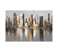 ZAMAEIU Black White Abstract Art Canvas Paintings Citys water reflections Grey Neutral Wall Art for Living Room, For Bathroom Hallway, bedroom etc.(black and white90)-50x70cm Unframed