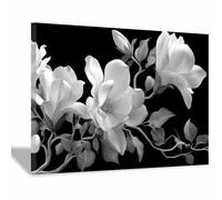 ZAMAEIU Black White Abstract Art Canvas Paintings Magnolia blossoms Grey Neutral Wall Art for Living Room, For Bathroom Hallway, bedroom etc.(black and white175)-60x90cm Framed