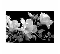 ZAMAEIU Black White Abstract Art Canvas Paintings Magnolia blossoms Grey Neutral Wall Art for Living Room, For Bathroom Hallway, bedroom etc.(black and white175)-50x70cm Unframed