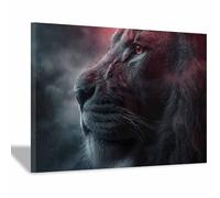 ZAMAEIU Canvas Print Wall Art, Dark Lions Face, Abstract Animal Paintings, Suitable for living room, bedroom, for Kids Room Decoretc.(black)-80x120cm Framed